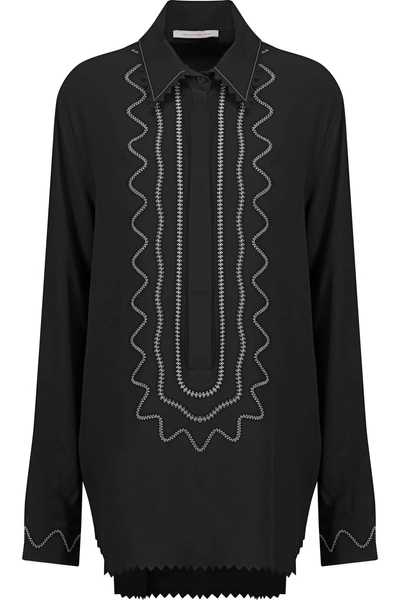 Christopher Kane Embroidered Silk Crepe De Chine Blouse