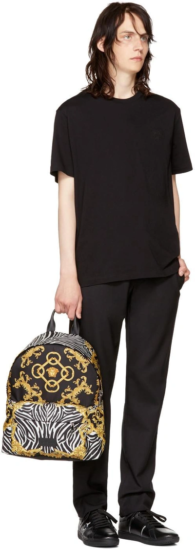 Shop Versace Black Nylon Medusa Backpack