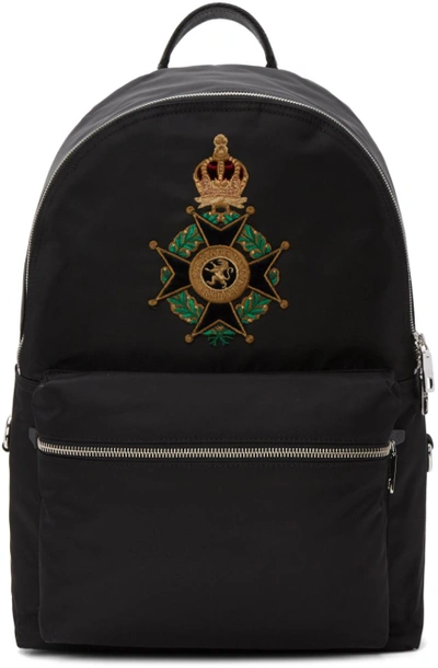 Shop Dolce & Gabbana Black Crown Crest Backpack
