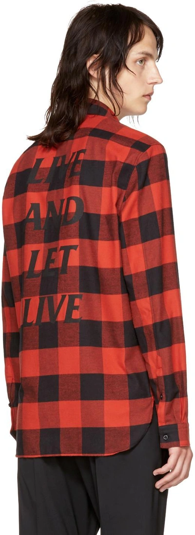 Shop Neil Barrett Red & Black 'live And Let Live' Mcgregor Shirt