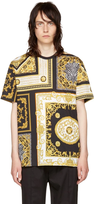 Shop Versace Black & Gold Medusa T-shirt
