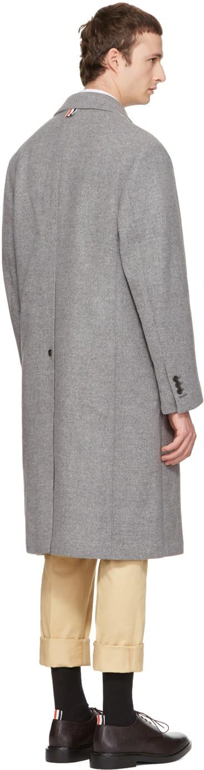 Shop Thom Browne Grey Long Relaxed Bal Collar Coat