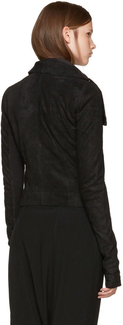 Shop Rick Owens Black Leather Classic Biker Jacket