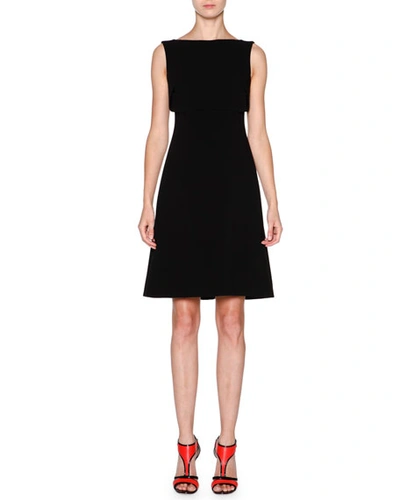Giorgio Armani Sleeveless Overlay Fit-&-flare Dress, Black