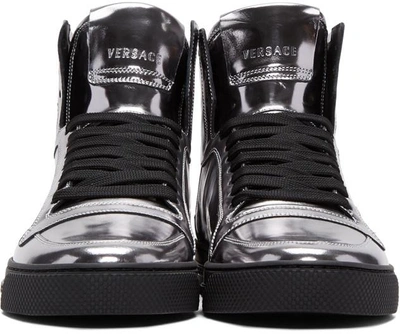 Shop Versace Silver Medusa High-top Sneakers