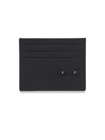 Shop Fendi Monster Leather Card Case In Black