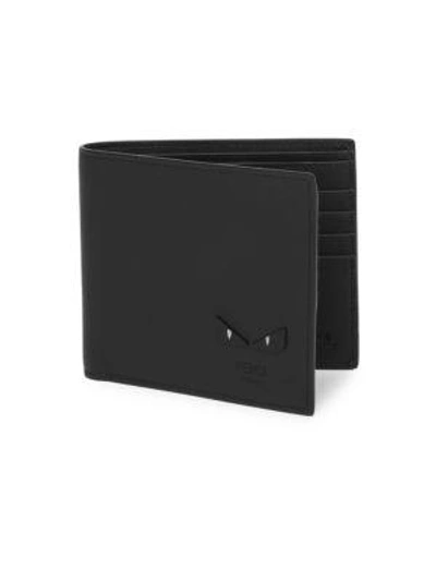 Shop Fendi Monster Eyes Leather Billfold Wallet In Black