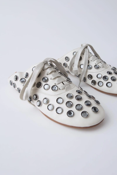 Acne Studios Mika Crystal-studded Leather Babouche Mules In White ...