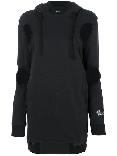 Ktz Cut-embroidered Hooded Dress - Black