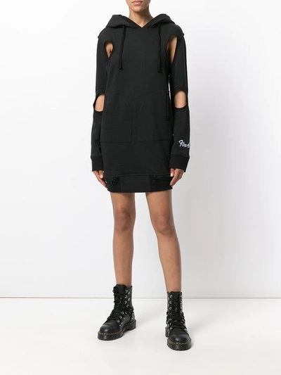 Shop Ktz Cut-embroidered Hooded Dress - Black