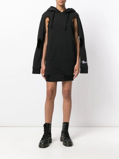 Shop Ktz Cut-embroidered Hooded Dress - Black