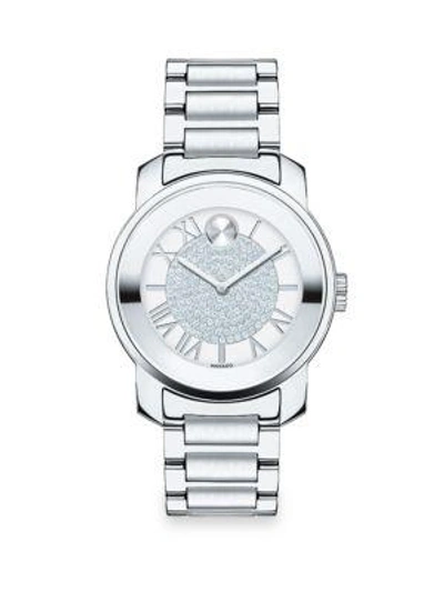 Shop Movado Women's Bold Luxe Crystal & Stainless Steel Bracelet Watch In Silver
