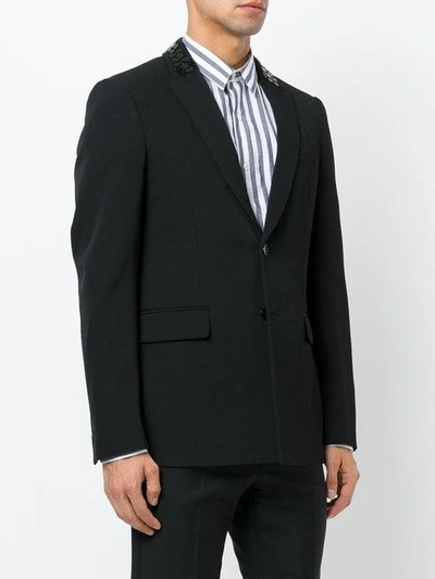 Shop Givenchy Beaded Collar Blazer In Black