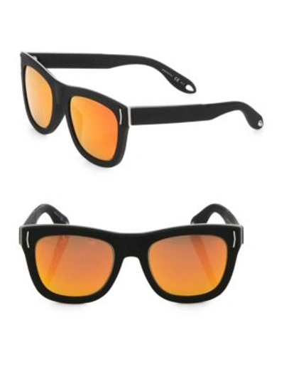 Givenchy 52mm Rubber Wayfarer Sunglasses In Black Orange