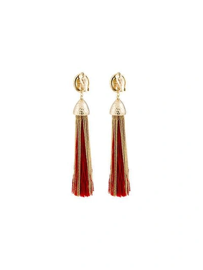 Shop Rosantica Red And Gold Metallic Big Tassel Earrings