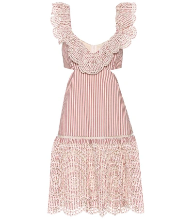 Shop Zimmermann Meridian Stripe Frill Cotton Dress