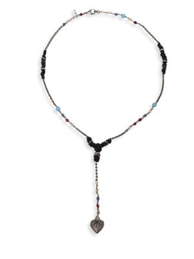 Valentino Garavani Santeria Silvertone Heart Pendant Necklace In Platinum