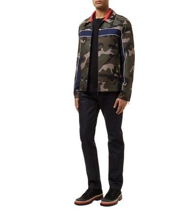 Shop Valentino Camouflage Blouson Jacket In Navy