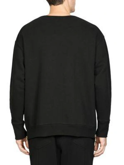 Shop Balmain Graphic Cotton Sweatshirt In Black