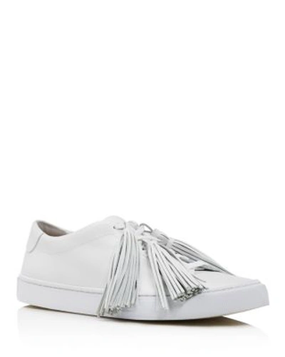 Shop Loeffler Randall Logan Tasseled Low Top Lace Up Sneakers In Optic White