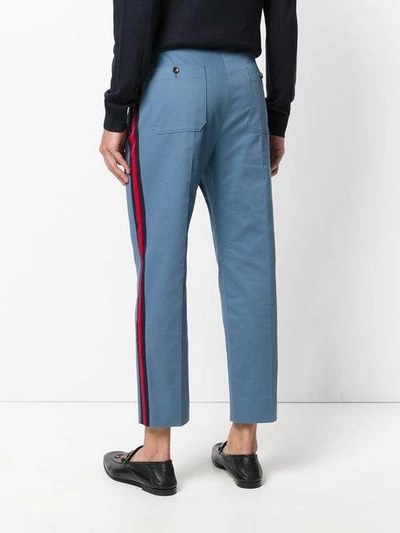 Shop Gucci Cropped-hose Mit Webstreifen In Blue