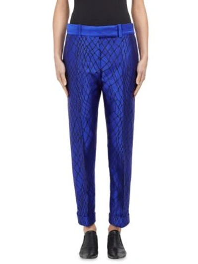 Shop Haider Ackermann Wool Skinny Jacquard Trouser In Blue