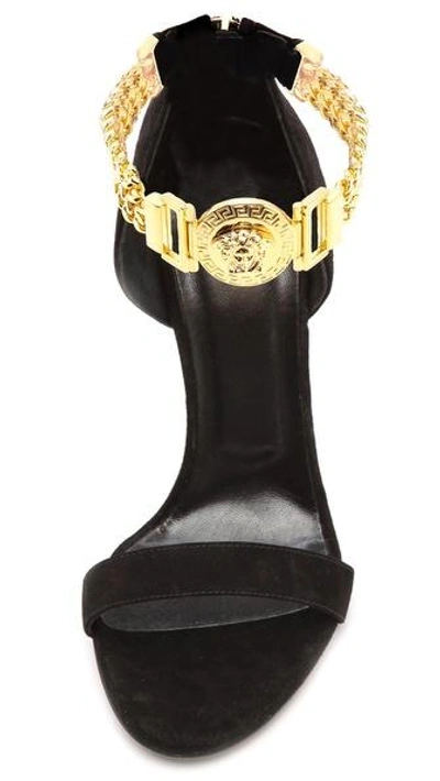 Shop Versace Chain Strap Sandals In Black