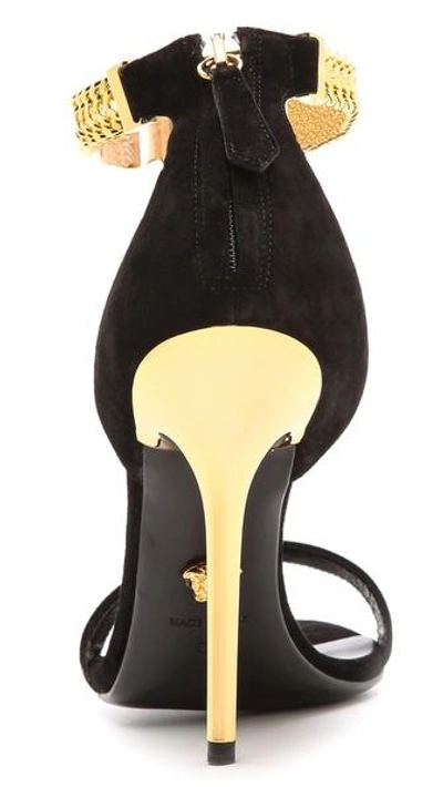 Shop Versace Chain Strap Sandals In Black
