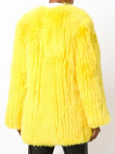 Shop Givenchy Fox Fur Collarless Jacket - Yellow