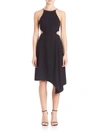 HALSTON HERITAGE Asymmetrical Halter Dress