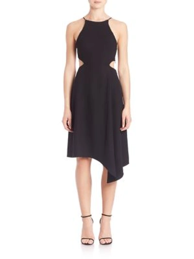 Shop Halston Heritage Asymmetrical Halter Dress In Black