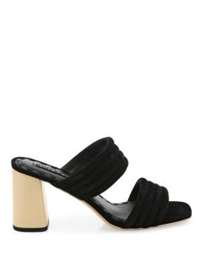 Shop Alice And Olivia Colby Suede Block Heel Slide Sandals In Black
