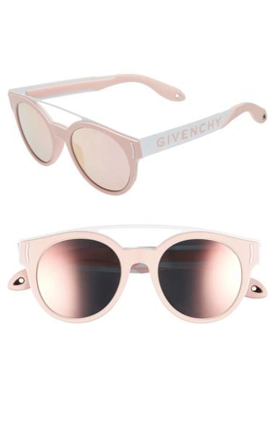 Shop Givenchy 50mm Round Sunglasses In Pink/ Green/ Red