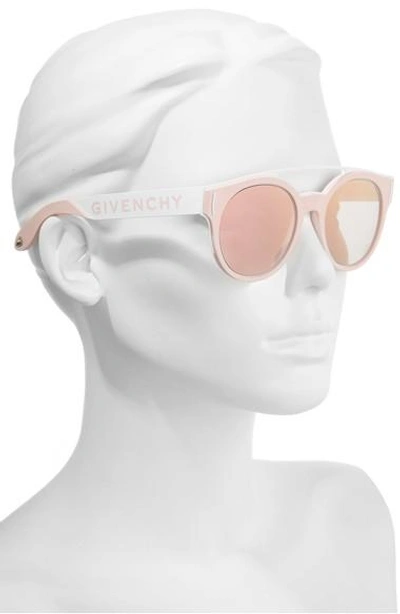 Shop Givenchy 50mm Round Sunglasses In Pink/ Green/ Red