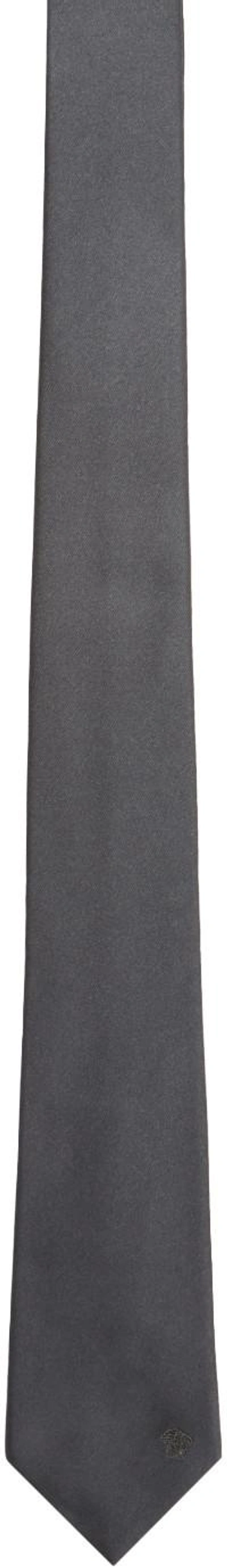 Shop Versace Grey Silk Medusa Tie In I1375 Pewter Grey