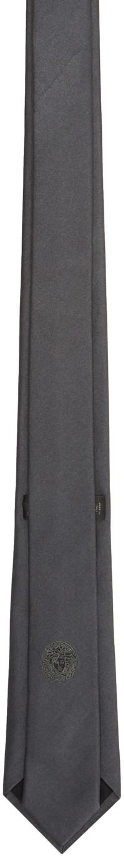 Shop Versace Grey Silk Medusa Tie In I1375 Pewter Grey