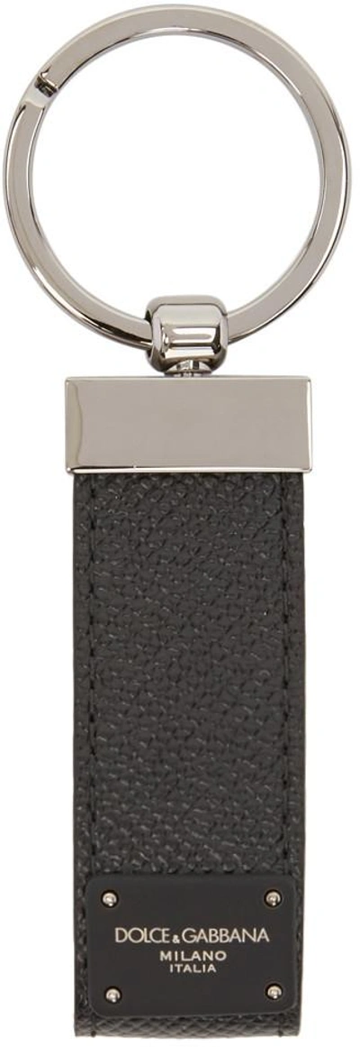 Shop Dolce & Gabbana Black Classic Leather Keychain