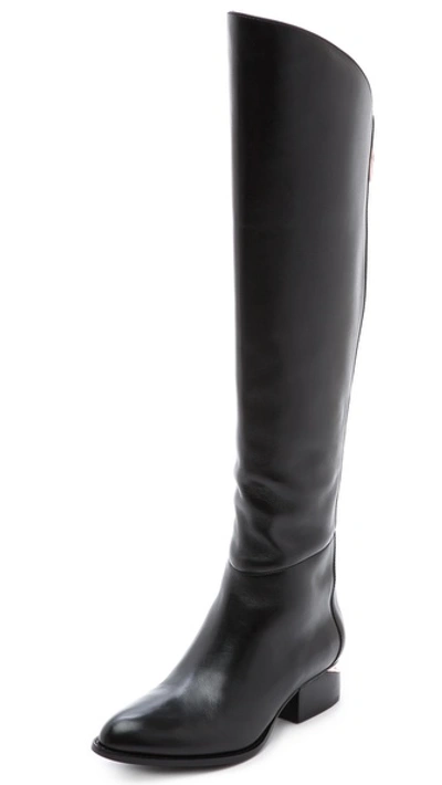 Alexander Wang Sigrid Tall Boots With Rose Gold Hardware In Black