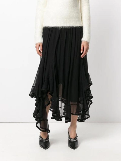 Shop Chloé Ruffled Handkercheif Hem Skirt - Black
