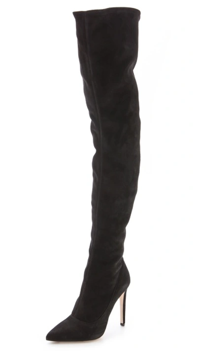 Shop Sergio Rossi Suede Over The Knee Boots In Black