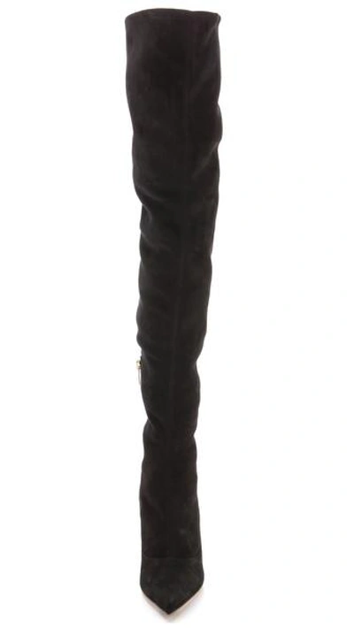 Shop Sergio Rossi Suede Over The Knee Boots In Black