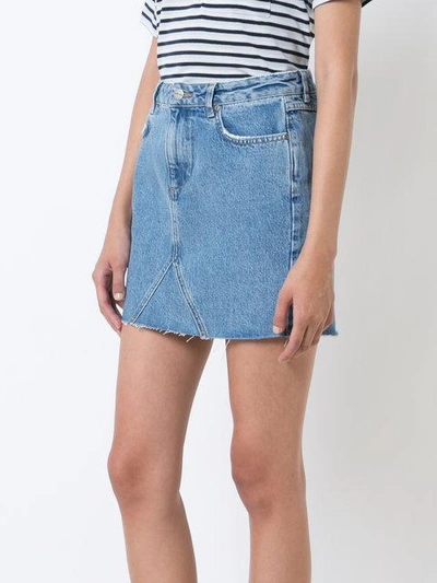 Shop Anine Bing Raw Hem Denim Skirt