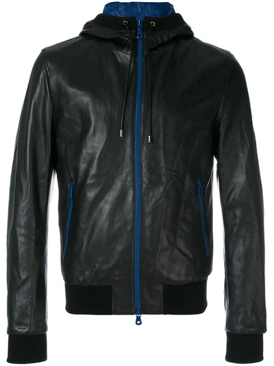 Dolce & Gabbana Zipped Hooded Jacket In Black