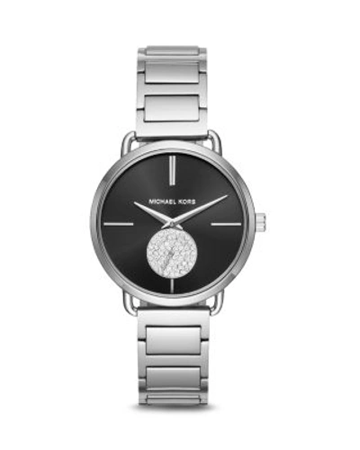 Shop Michael Kors Portia Watch, 36.5mm In Black/silver