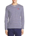 Comme Des Garçons Play Comme Des Garcons Play Navy Stripe Double Heart Long Sleeve T-shirt In Navy