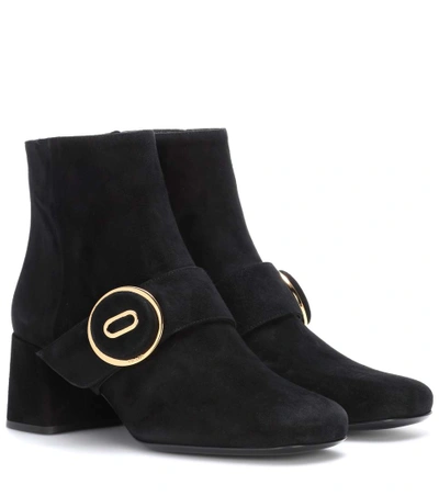 Prada Suede Ankle Boots In Eero
