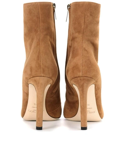 Shop Jimmy Choo Loretta 100 Suede Ankle Boots In Brown
