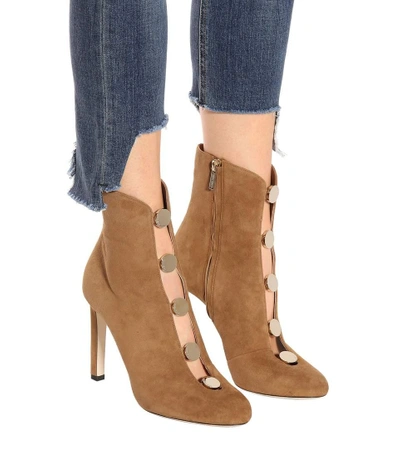 Shop Jimmy Choo Loretta 100 Suede Ankle Boots In Brown