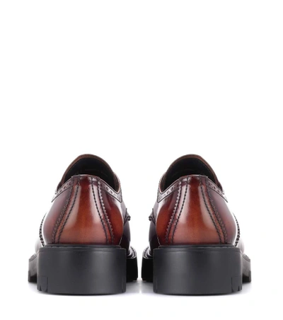 Shop Prada Leather Lace-up Brogues In Brown