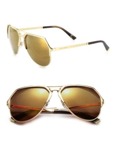 Dolce & Gabbana 59mm Mirrored Aviator Sunglasses In Gold